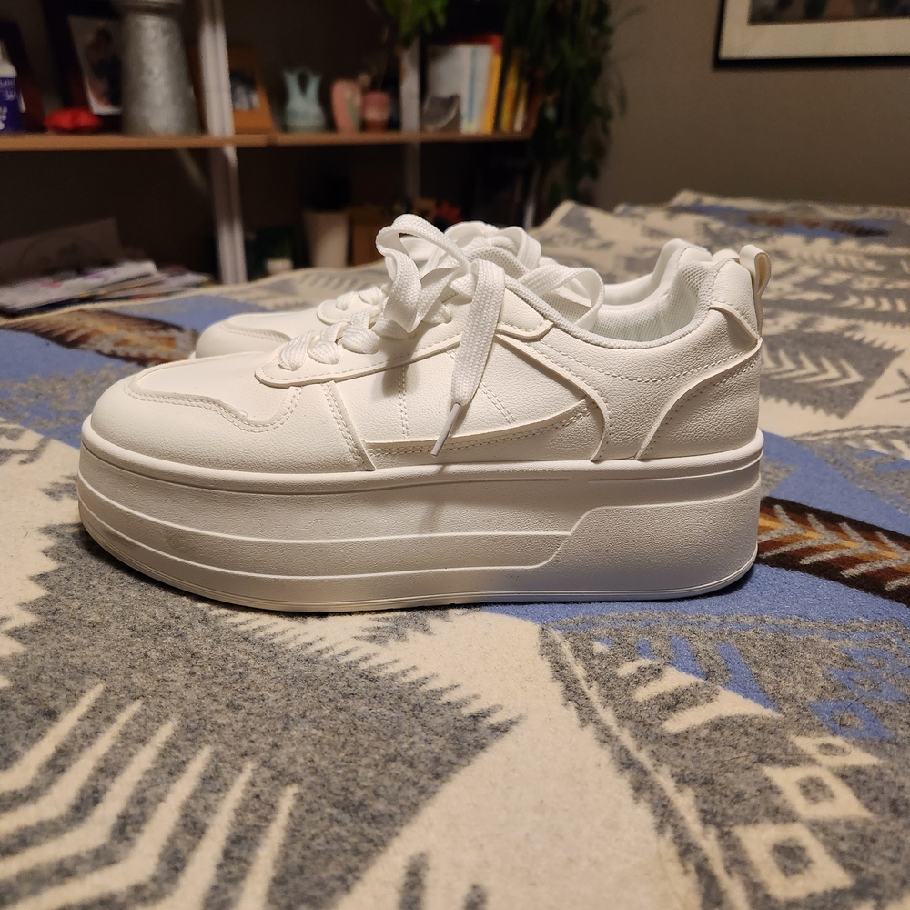 Women's White Platform Sneakers